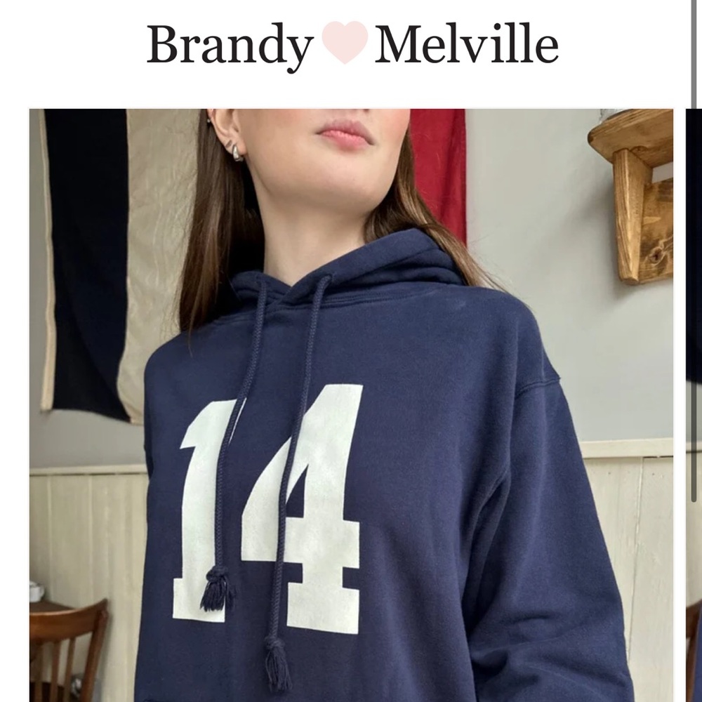Brandy Melville CHRISTY 14 HOODIE Navy